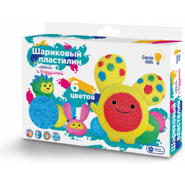 Набір для дитячих розваг GENIO KIDS «Кульковий пластилін 6 кольорів» TA1802 (4814723005688)
