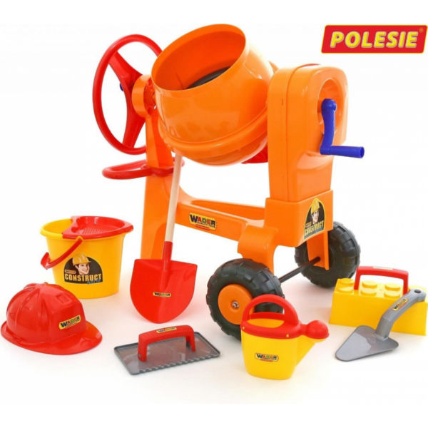 Игровой набор для мальчика Polesie: Бетономешалка + набор каменщика №7 Construct  (50649)