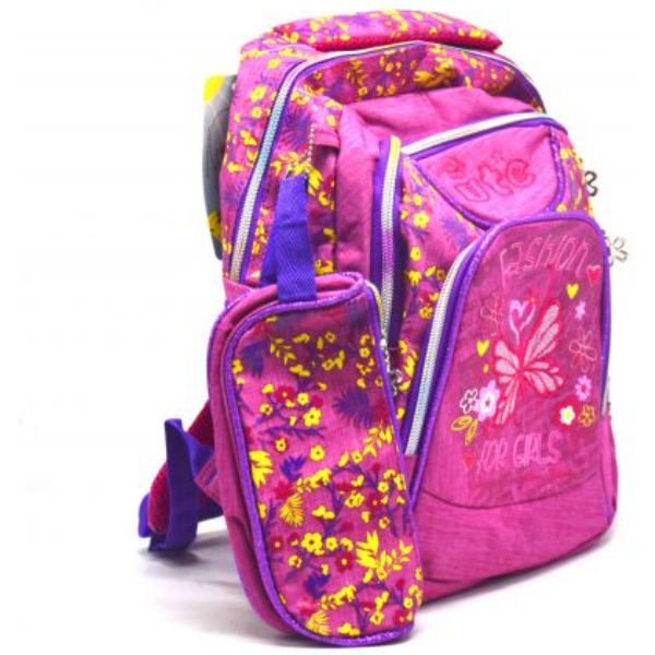Рюкзак школьный "Цветочки", 3 отделения, 2 кармана (розовый) 0097-15/555-4