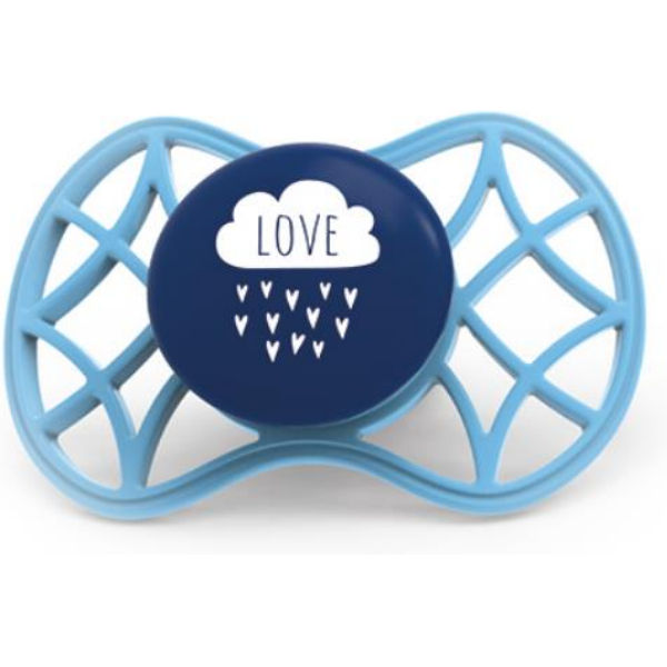 Пустушка ортодонтична Nuvita NV7084 Air55 Cool 6m+ "LOVE" блакитно-синя