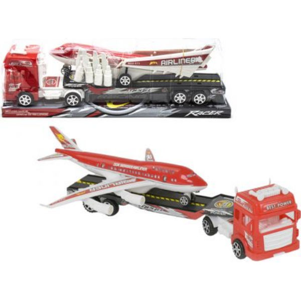Грузовик с самолётом "Truck", красный 662-1