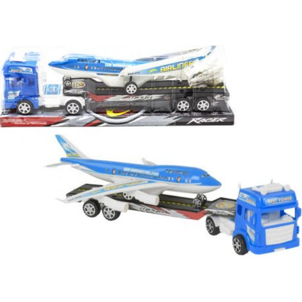 Грузовик с самолётом "Truck", синий 662-1