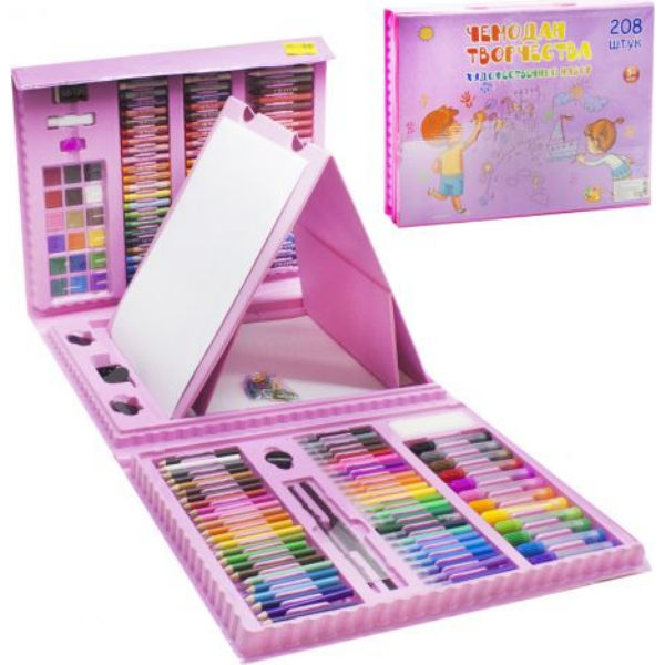 Набор для рисования "Чемодан творчества", 208 предметов, розовый M43305