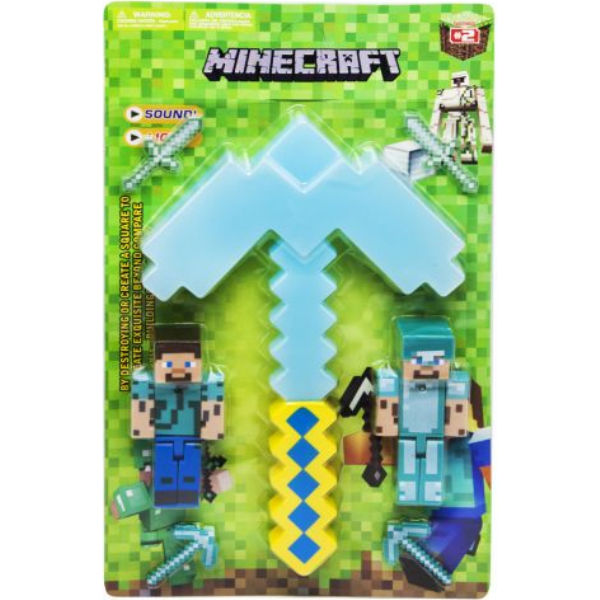 Игровой набор с оружием "Minecraft", голубая кирка JL18334B-2