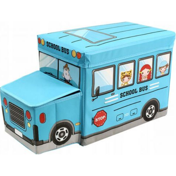 Пуф-корзина для игрушек "Школьный автобус" (синий) BT-TB-0011