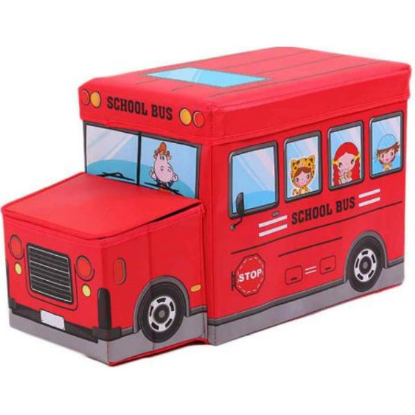 Пуф-корзина для игрушек "Школьный автобус" (красный) BT-TB-0011
