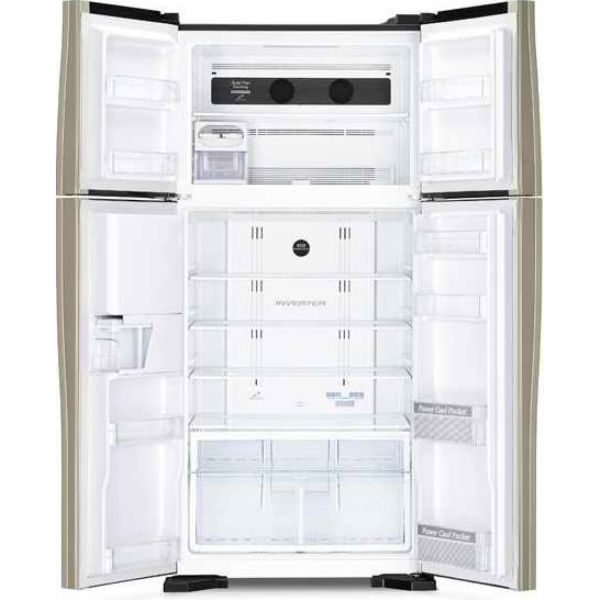 Холодильник Hitachi R-W720 верх. мороз./4 двери/ Ш910xВ1835xГ745/ 582л /A+ /Черный (стекло)