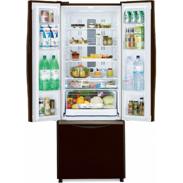 Холодильник Hitachi R-WB550 ниж. мороз./3 двери/ Ш750xВ1780xГ797/ 455л /A+ /Коричневый (стекло)