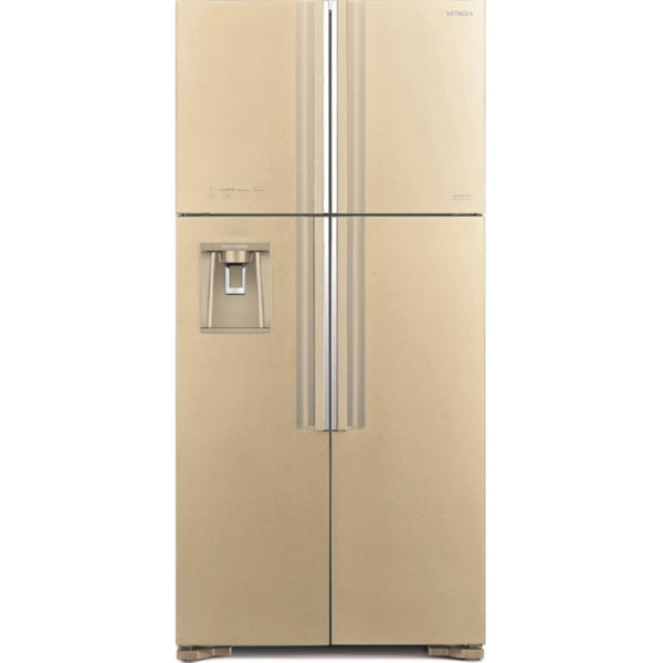 Холодильник Hitachi R-W660PUC7GBE верх. мороз./4 двери/ Ш855xВ1835xГ745/ 540л /A+ /Бежевий (стекло)