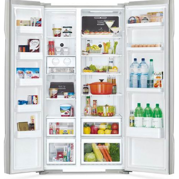 Холодильник Hitachi R-S700 Side-by-Side/ Ш920xВ1775xГ765/ 605л /A++ /Черный (стекло)
