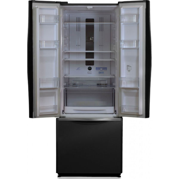 Холодильник Hitachi R-WB480 ниж. мороз./3 двери/ Ш680xВ1780xГ797/ 405л /A+ /Черный (стекло)