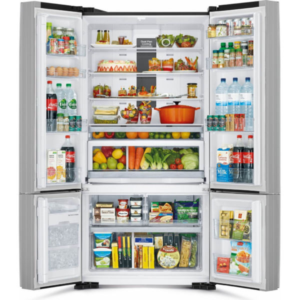 Холодильник Hitachi R-WB800 ниж. мороз./4 двери/ Ш910xВ1835xГ808 / 640л /A++ /Черный (стекло)
