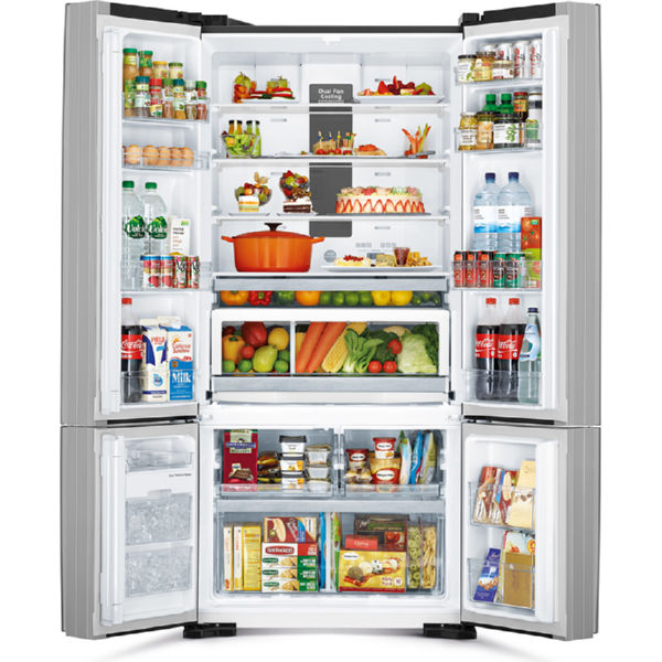 Холодильник Hitachi R-WB730 ниж. мороз./4 двери/ Ш855xВ1835xГ808 / 590л /A++ /Черный (стекло)