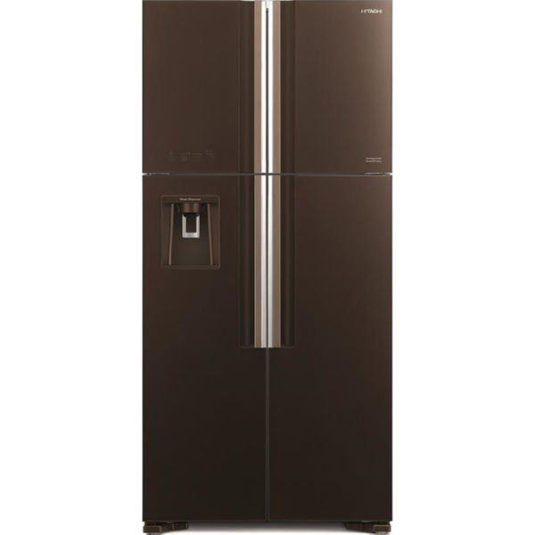 Холодильник Hitachi R-W660PUC7GBW верх. мороз./4 двери/ Ш855xВ1835xГ745/540л/A+/Коричневый (стекло)