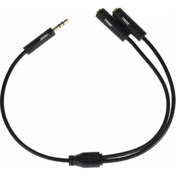 Розгалужувач для навушників 2E Adapter 3.5 мм jack (M) x 2 (F), black, 0.15m