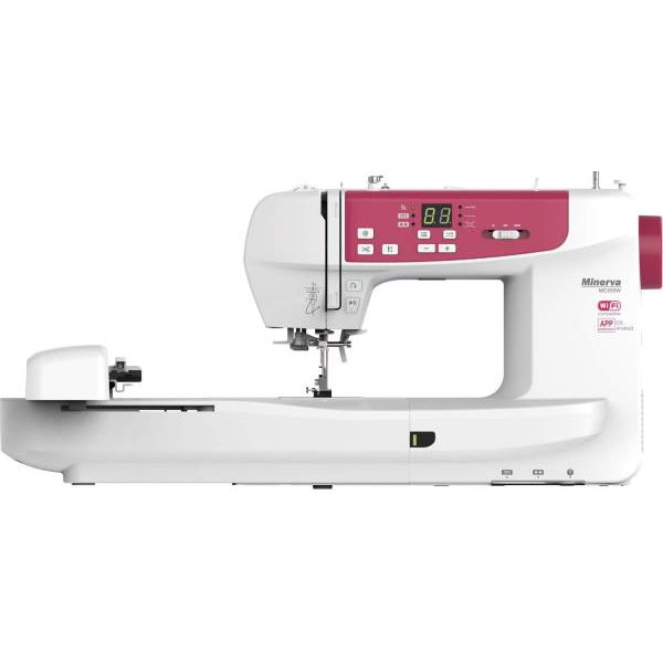 Швейно-вишивальну машина МINERVA MC550W, 70 Вт, 120 швейних операцій, LED, біло-рожева