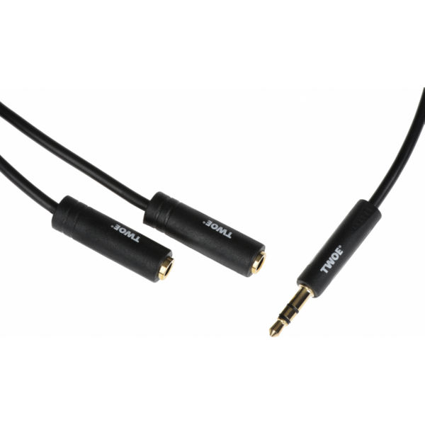 Розгалужувач для навушників 2E Adapter 3.5 мм jack (M) x 2 (F), black, 0.15m