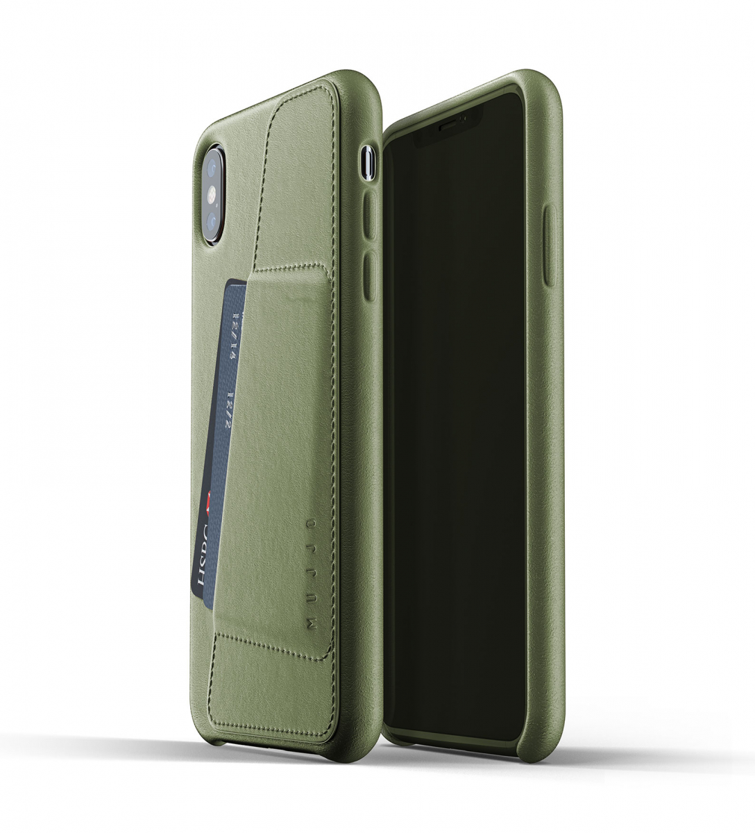 Чехол кожаный MUJJO для iPhone Xs Max Full Leather Wallet, Olive