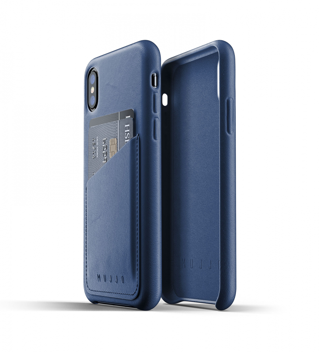 Чехол кожаный MUJJO для iPhone Xs Full Leather Wallet,  Blue