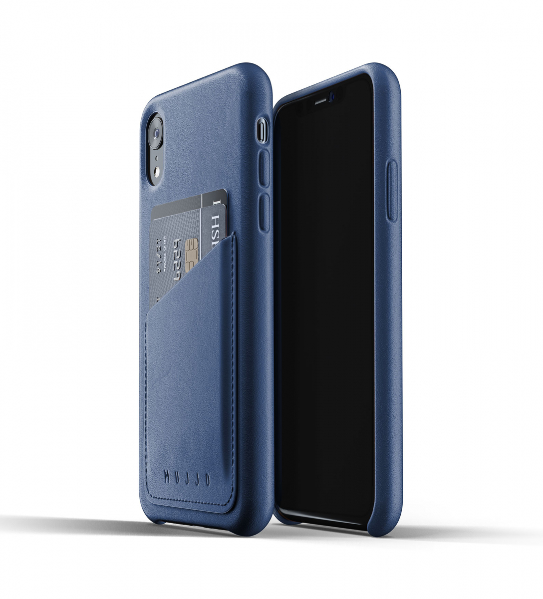 Чехол кожаный MUJJO для iPhone Xr Full Leather Wallet,  Blue