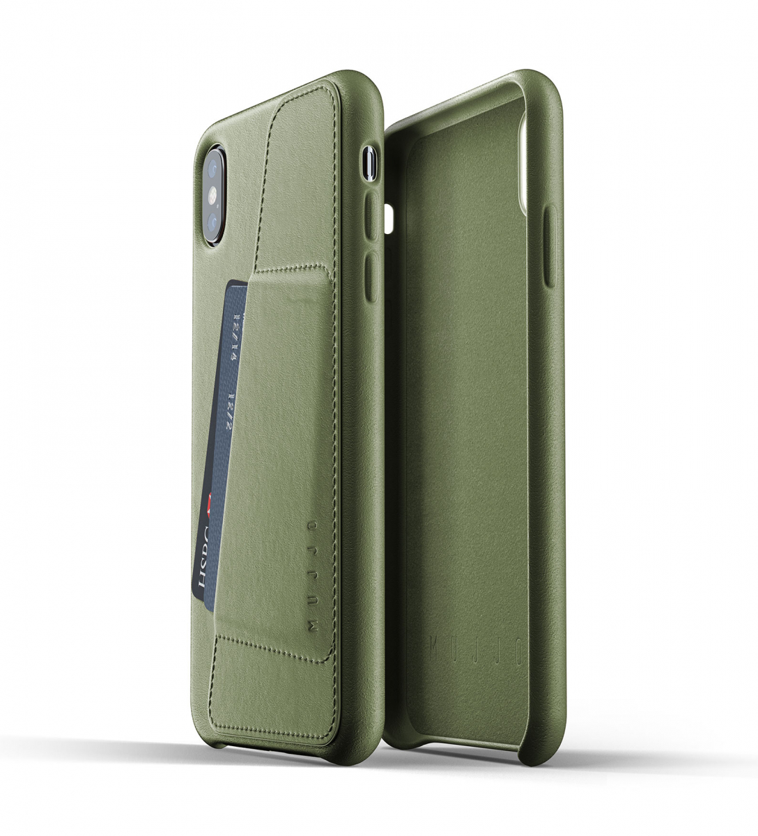 Чехол кожаный MUJJO для iPhone Xs Max Full Leather Wallet, Olive