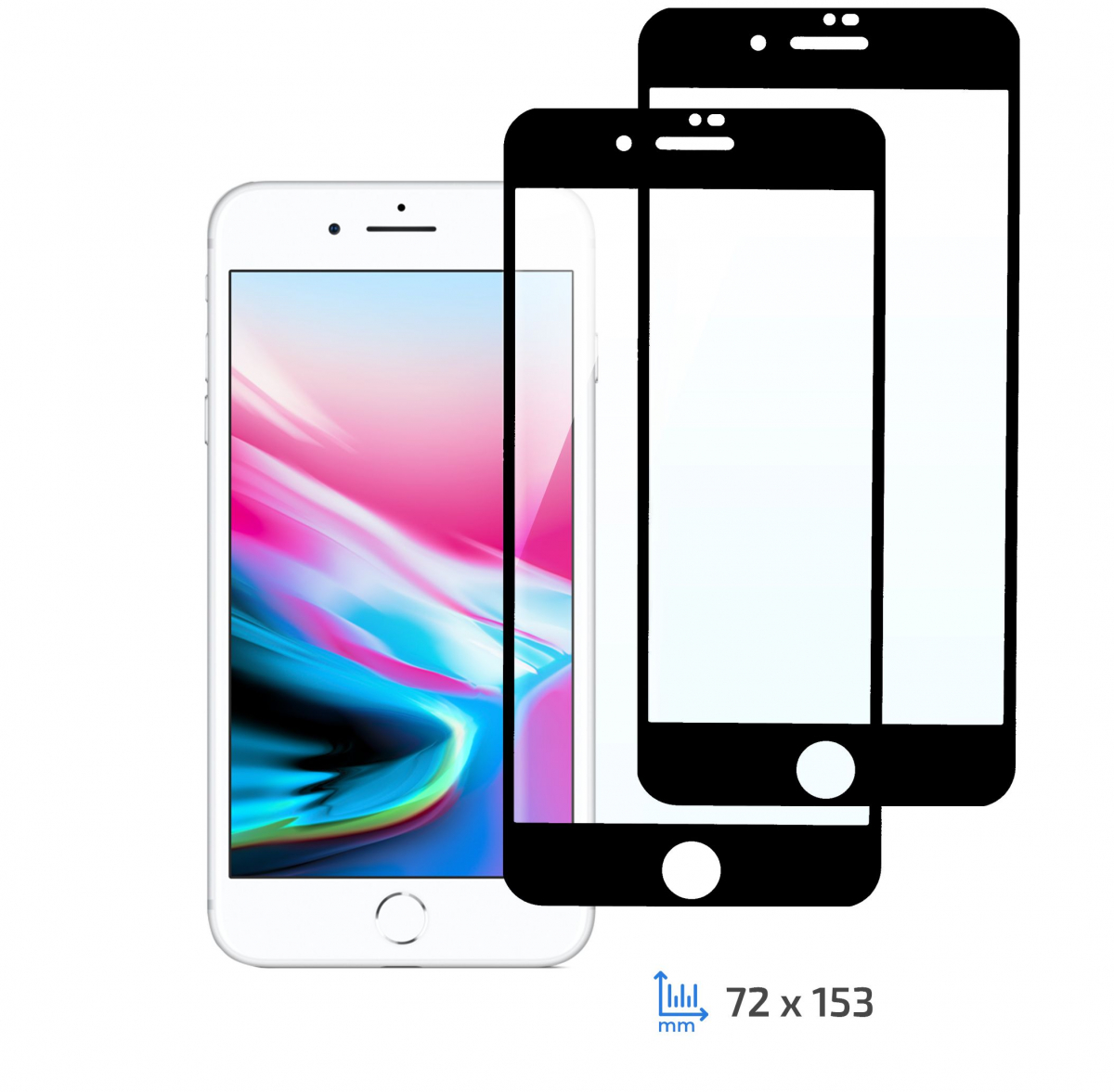 Комплект 2 в 1 защитные стекла 2E Basic для Apple iPhone 7/8 Plus, FCFG, Black