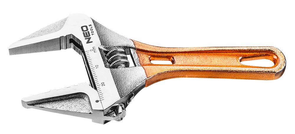 Ключ разводной Neo Tools  короткий кованный 118 мм, рабочий диапазон 0-28 мм