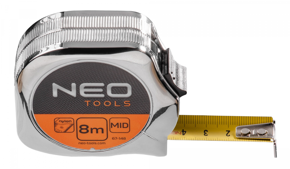 Рулетка NEO, стальная лента 8 м x 25 мм