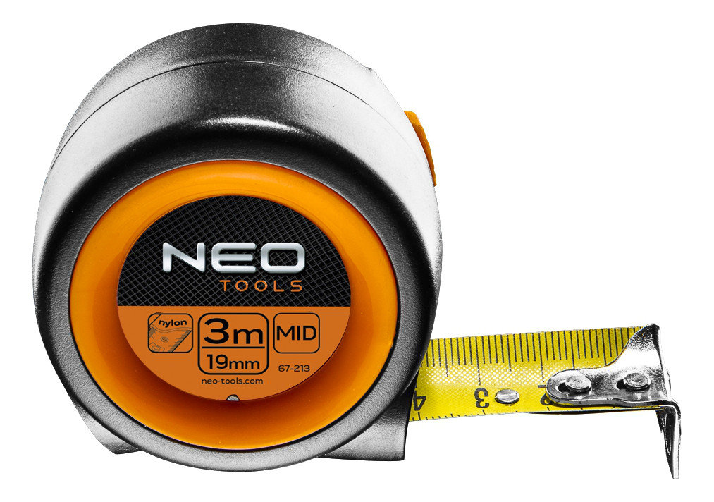 Рулетка NEO компактная стальная лента 5 м x 25 мм, с фиксатором selflock, магнит
